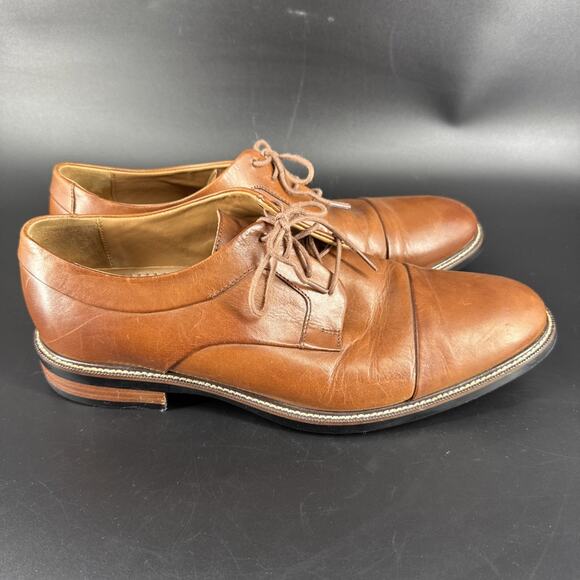 Cole Haan Shoes Men's 9.5 W Brown Leather Warren Cap Toe Derby Lace Up C20153 - Picture 4 of 12